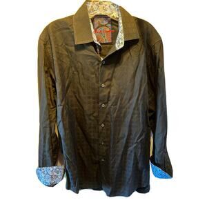 Robert Graham men’s M black long sleeve button down cotton flip cuff shirt